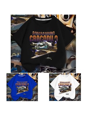 Maglia Brainrot T-shirt Manica Corta Cotone Bombardino Crocodilo Meme CROCOD01